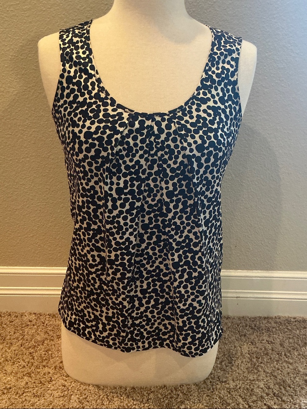 ✨Banana Republic Black and Cream Dot Silk Top